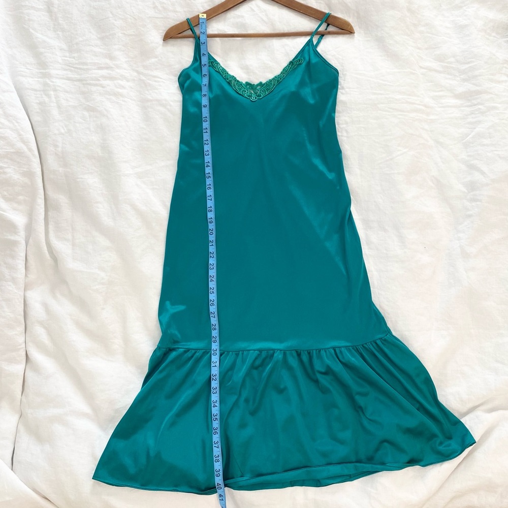 Vintage Teal Green Slip Dress Nighty - Picture 4 of 10